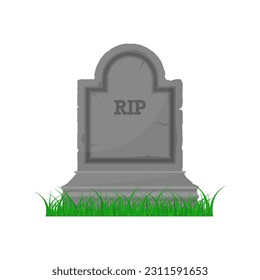 Gravestone. Old Tomb on white background. Concept cartoon gravestone. Halloween element. Vector Illustration.