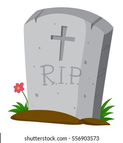 Gravestone on the ground illustration