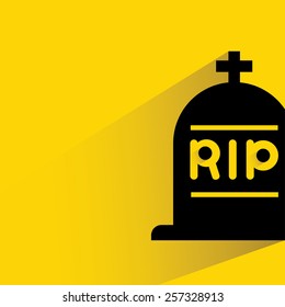 gravestone on yellow background, flat and shadow theme
