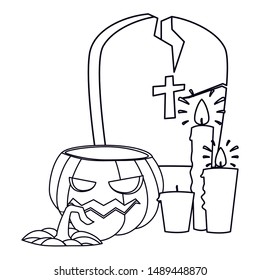 gravestone pumpkin happy halloween celebration design