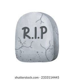 Grabsteine-Rippe mit süßem Ghost-Halloween-Rippe, Vektorgrafik-Element auf weißem Hintergrund