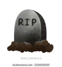 Gravestone R.I.P. hand drawn in halloween day , isolated on white background  ,vector illustration EPS 10