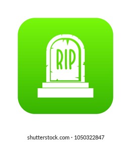 Gravestone with RIP text icon digital green for any design isolated on white vector illustration