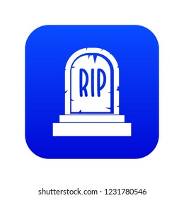 Gravestone with RIP text icon digital blue for any design isolated on white vector illustration