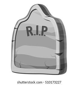 Gravestone with RIP text icon. Gray monochrome illustration of gravestone with RIP text cauldron vector icon for web