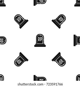Gravestone with RIP text pattern repeat seamless in black color for any design. Vector geometric illustration