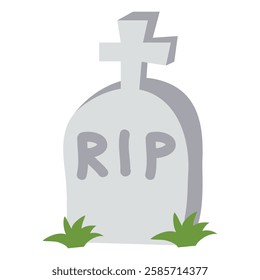 Gravestone with RIP text, vector illustration in flat style