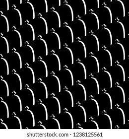 Gravestone seamless pattern. Christian cemetery. Black and white vector illustration.