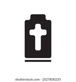 Gravestone silhouette icon, simple flat design vector illustration, isolated on white background. 