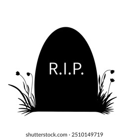 Gravestone silhouette isolated on transparent background. Vector illustration