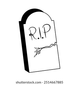 Gravestone silhouette isolated on transparent background. Vector illustration