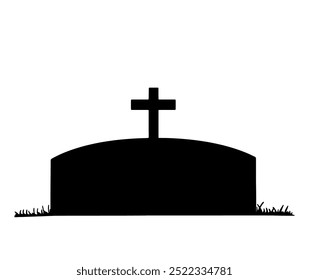 Gravestone silhouette isolated on transparent background. Vector illustration