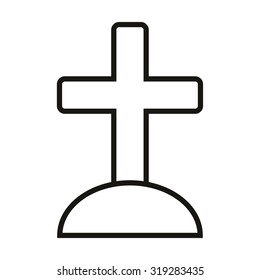 Gravestone silhouette isolated on white background. Vector illustration.