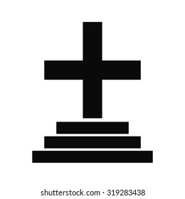 Gravestone silhouette isolated on white background. Vector illustration.