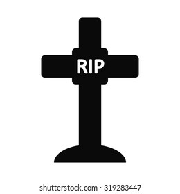 Gravestone silhouette isolated on white background. Vector illustration.