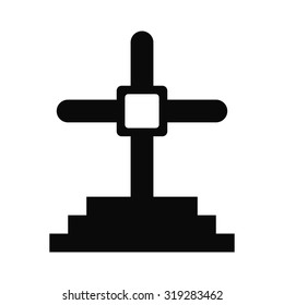 Gravestone silhouette isolated on white background. Vector illustration.
