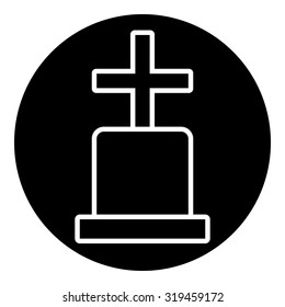 Gravestone silhouette isolated on white background. Vector illustration.