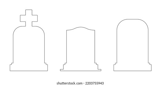 Gravestone Simple Line Contour Blank Tombstones Stock Vector (Royalty