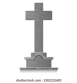 gravestone stone gray cross on a white background, EPS 10