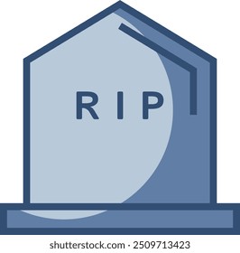 gravestone vector icon transparent background. replaceable blue color design