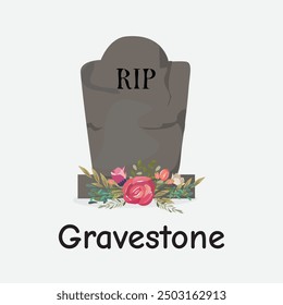 Gravestone Vector Illustration: Spooky Halloween Grave Marker