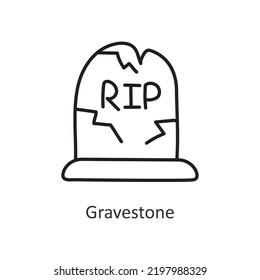 Gravestone vector outline Icon Design illustration. Halloween Symbol on White background EPS 10 File