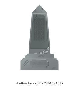 Gravestones crack old monument vector illustration isolated cartoon style with RIP or rest in peace memorial and spider web signs template element