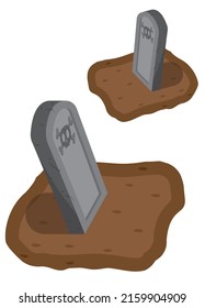 Gravestones. Drawing for Halloween. Drawing for holiday decoration.