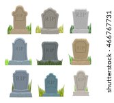 Gravestones set. Old Tomb Collection. Ancient RIP. Grave on white background