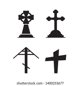 Gravestones and tombstones icons set isolated on white background