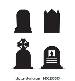 Gravestones and tombstones icons set isolated on white background