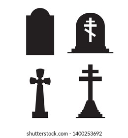 Cartoon Stone Grave Crosses Gravestones Vector Stock Vector (Royalty ...