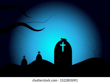 graveyard background with black color. vector illustration