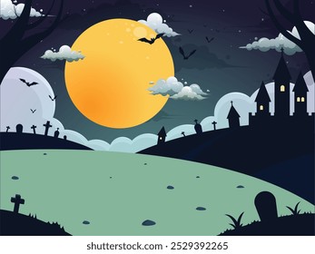 graveyard full moon night background