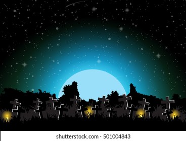 Graveyard halloween background vector illustration