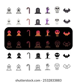 Graveyard, Halloween, Horror and Scary Icon Set