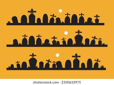 Graveyard Halloween Illustration Vector Set