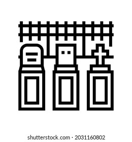 graveyard halloween line icon vector. graveyard halloween sign. isolated contour symbol black illustration