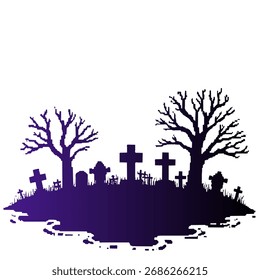 Gradiente de silhueta de vetor de Halloween de cemitério