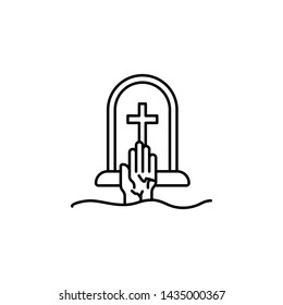 graveyard, hand, death outline icon. detailed set of death illustrations icons. can be used for web, logo, mobile app, UI, UX