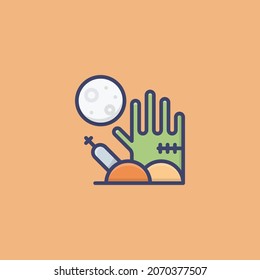 graveyard hand zombie horror Filled Outline Icon, Logo, and illustration Vector
