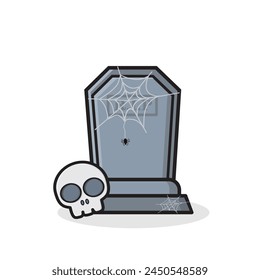 Graveyard icon. graveyard cartoon, graveyard with skul cartoon background cartoon wallpaper illustration