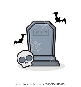 Graveyard icon. graveyard cartoon, graveyard with skul cartoon background cartoon wallpaper illustration