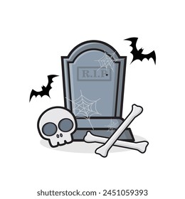Graveyard icon. graveyard cartoon, graveyard with skul cartoon background cartoon wallpaper illustration