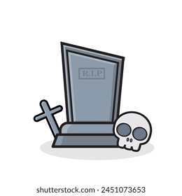 Graveyard icon. graveyard cartoon, graveyard with skul cartoon background cartoon wallpaper illustration