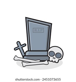 Graveyard icon. graveyard cartoon, graveyard with skul cartoon background cartoon wallpaper illustration