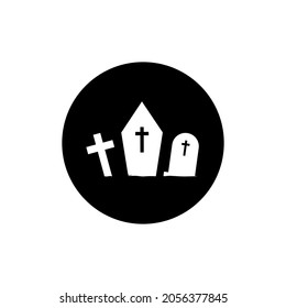 Graveyard icon circle black background color editable.