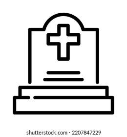 Graveyard icon. Filled outline design. Graveyard at night. Old Tomb. Holiday event halloween. Vector Illustration.