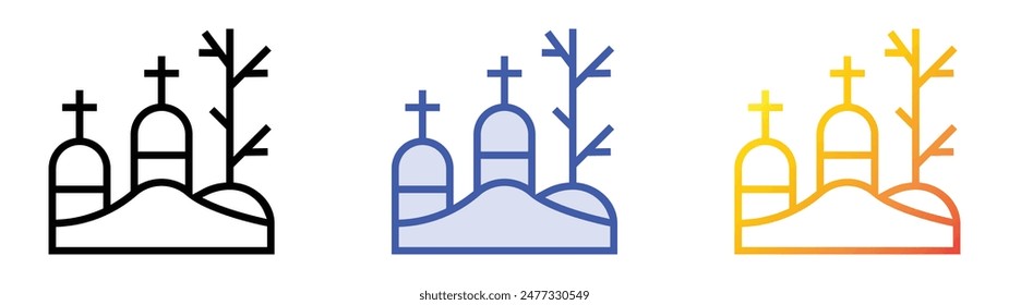 graveyard icon. Linear, Blue Fill and Gradient Style Design Isolated On White Background