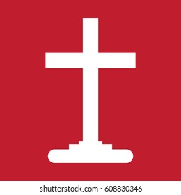 Graveyard icon on red background